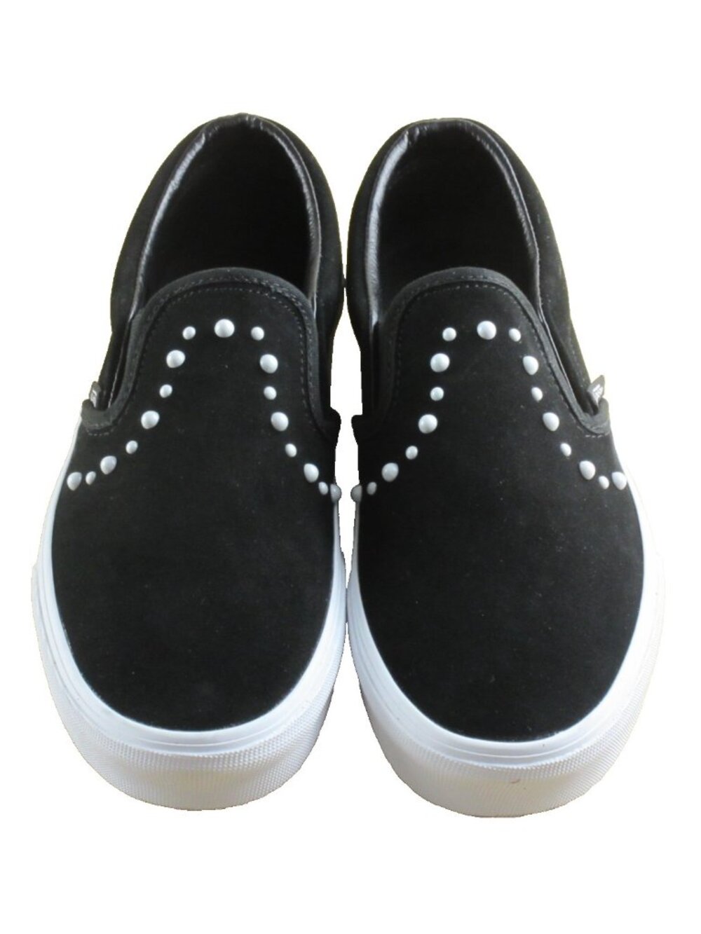 Vans Women's Classic Slip On  Pearls Black White Suede Shoes Size 7.5 NIB